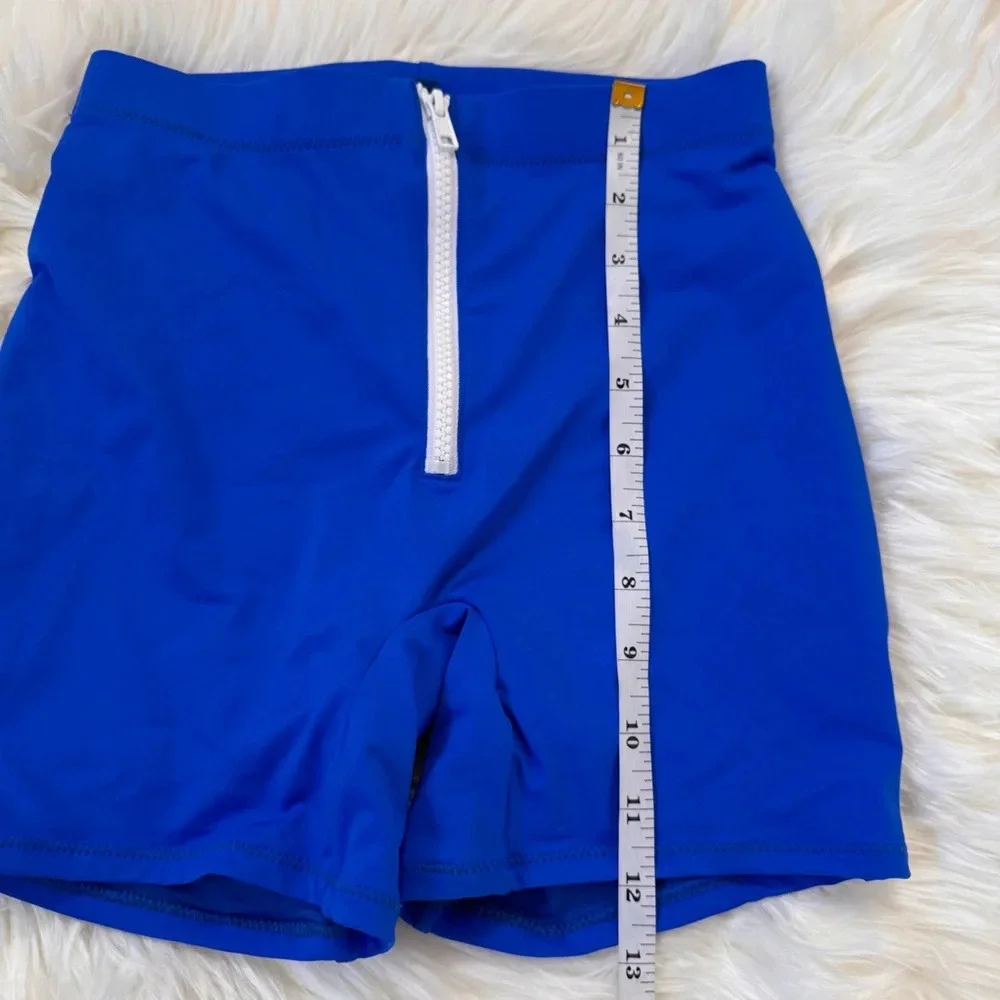 NWT Skims Sporty zipper swim shorts cobalt blue XXS